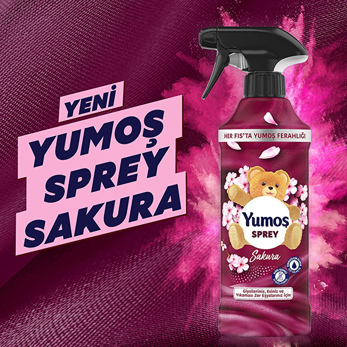 Yumoş Sakura Fabric and Home Fragrance Spray - Dermatologically Tested, Alcohol-Free, 15.22 fl oz Yumoş Sakura Fabric Spray - Fresh Home Fragrance fabric spray, home fragrance, Sakura scent, non-alcoholic fragrance, dermatologically tested spray, freshening spray for home and textiles, home care, fragrance spray, Yumoş, easy home fragrance, refreshing spray, floral scent, upholstery freshener, curtain freshener, carpet freshener