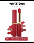Loreal Paris Color Riche Rouge Confident Matte Lipstick - Long Lasting Hyaluronic Acid Lip Color - view 2