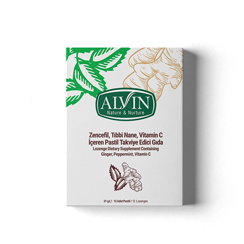 Alvin Herbal Pastilles with Vitamin C, Ginger & Mint - Natural Immune Support Supplement - Vitamin & Supplement