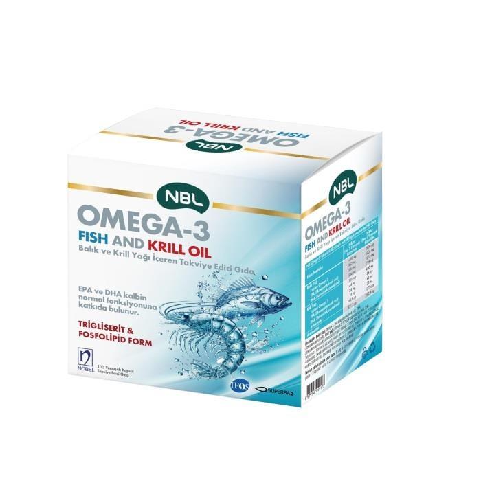 NBL Omega-3 Fish & Krill Oil Dietary Supplement 100 Capsules
