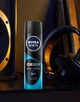 Nivea Men Deep Dimension Beat Deodorant Spray - 72 Hour Anti-Perspirant Protection for Men Nivea Men Deep Dimension Beat Deodorant - 72hr Anti-Perspirant Nivea Men Deodorant, Anti-perspirant deodorant spray, Long-lasting deodorant for men, Deodorant with active carbon, Dermatologically tested deodorant, Men's grooming, Personal care, Freshness for men, 72-hour protection, Deodorant spray, Men's deodorant, Nivea Men, Active carbon deodorant, Woody scent deodorant