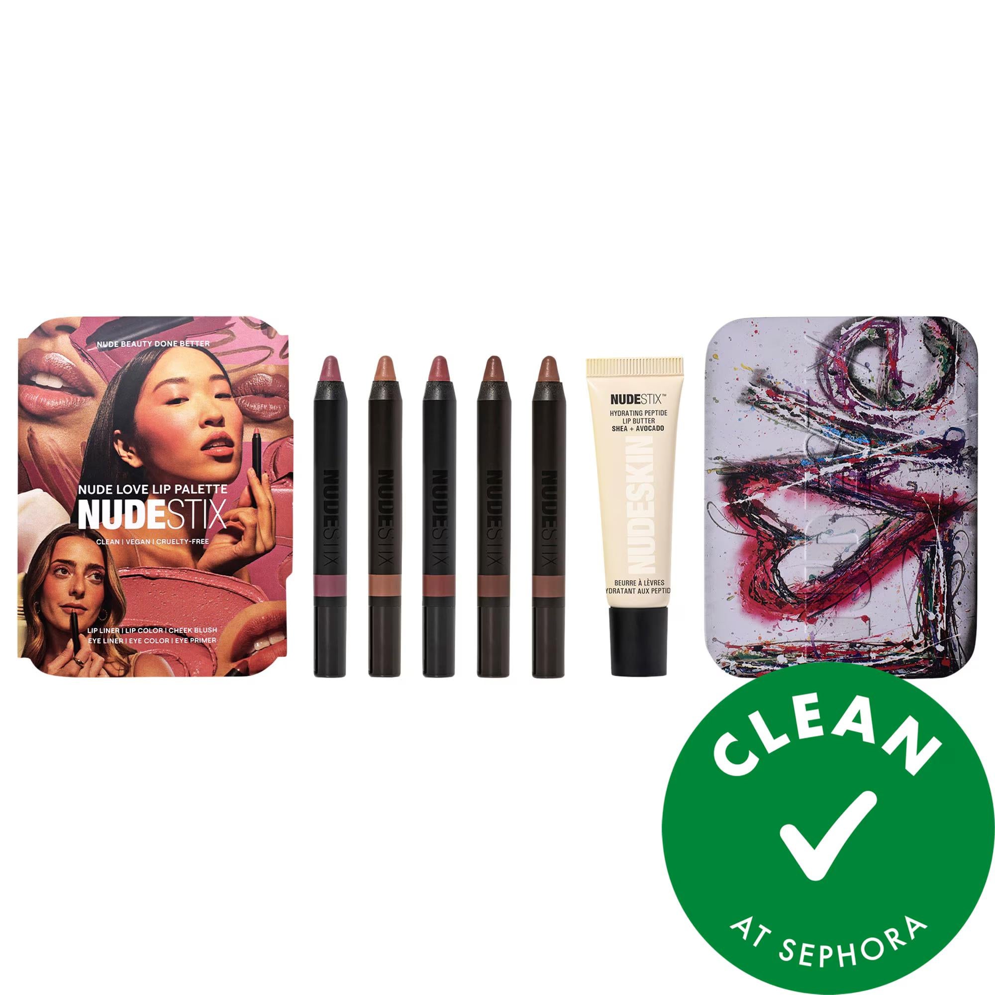Nudestix Nude Love Lipstick Palette: Vegan, Cruelty-Free Lip & Cheek Color - Natural Shades, Buildable Color, Hydrating Lip Butter Nudestix Nude Lipstick Palette: Vegan Lip & Cheek Color Nude lipstick palette, Vegan lipstick set, Cruelty-free lip color, Natural lip shades, Lip and cheek color, Matte lip pencil, Hydrating lip butter, Recyclable lipstick, Nude lipstick collection, Build-able lip color, Lipstick, Lip color, Lip palette, Vegan makeup, Cruelty-free makeup, Natural lipstick, Nude shades, Lip and