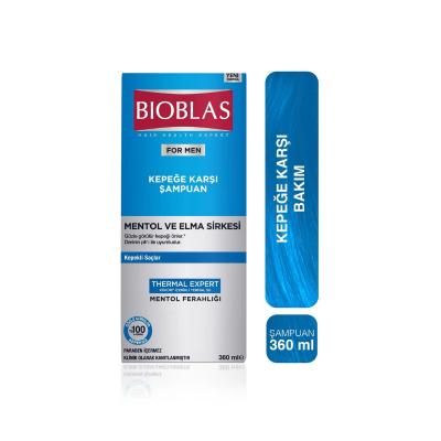 Bioblas Anti-Dandruff Shampoo for Men with Menthol & Apple Vinegar, 12.17 fl oz - Thermal Water & Zinc for Dandruff Control Bioblas Anti-Dandruff Shampoo for Men - 12.17 fl oz anti-dandruff shampoo for men, shampoo with menthol and apple vinegar, thermal water shampoo, men's hair care products, dandruff control shampoo, hair care, scalp care, men's grooming, natural ingredients, menthol shampoo, apple vinegar shampoo