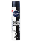 Nivea Men Black & White Invisible: 48H Anti-Stain Deodorant Spray - No White Marks, Yellow Stains - Alcohol Free, Dermatologically Approved Nivea Men Anti-Stain Deodorant: No White Marks! men's deodorant, anti-stain deodorant, white mark protection, yellow stain protection, 48 hour deodorant, alcohol free deodorant, Nivea deodorant, men's deodorant spray, invisible deodorant, black and white deodorant, deodorant for men, sweat protection, odor control, sensitive skin deodorant, dermatologically tested, powd