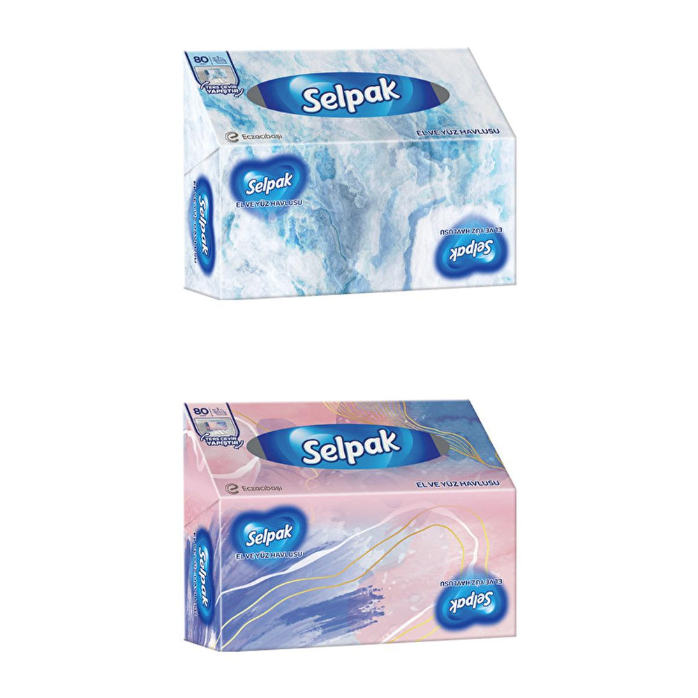 Selpak 80-Pack Assorted Paper Towels for Hands and Face - Hygienic, Convenient Bathroom Essentials