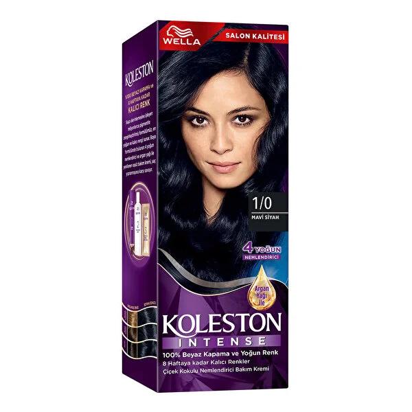 Koleston Intense Blue Black Hair Dye 1/0: Permanent Color, 100% Gray Coverage, Argan Oil-Infused Conditioner for Intense Shine Koleston Blue Black Hair Dye: Permanent Color & Gray Coverage black hair dye, blue black hair dye, permanent hair color, gray coverage hair dye, intense black hair color, Koleston hair dye, long lasting hair dye, hair dye with argan oil, hair dye with conditioner, mavi siyah saç boyası, hair dye, hair coloring, hair color, blue hair dye, black hair, intense color, argan oil, conditi