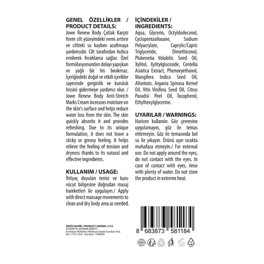 Jowe Hydrating & Regenerating Stretch Mark Cream 100 ml
