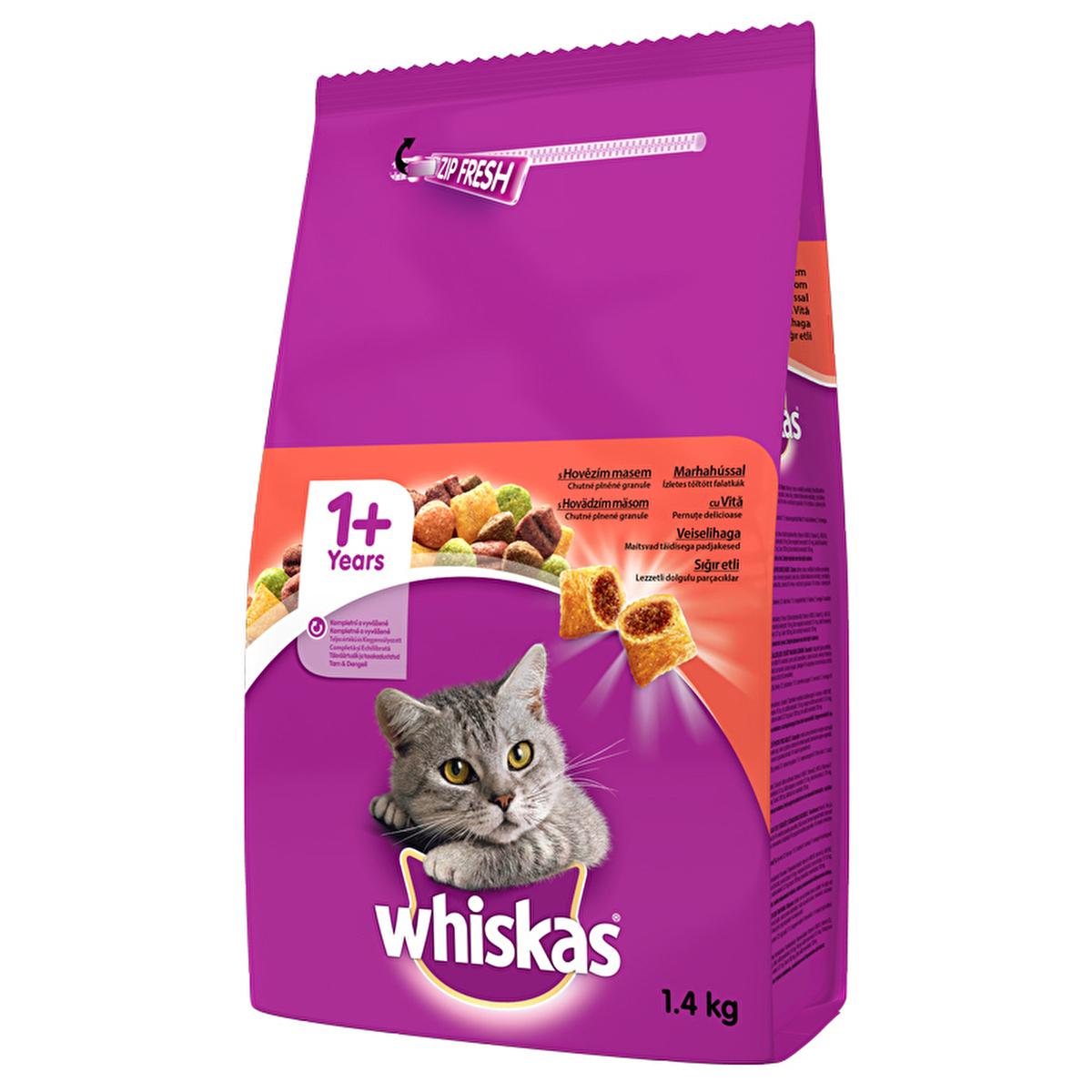Whiskas Dry Cat Food - Crunchy Outside, Soft Inside, 1.4 kg - Balanced Adult Cat Nutrition with Dental Care Whiskas Dry Cat Food - Balanced Nutrition for Adult Cats dry cat food, adult cat nutrition, Whiskas cat food, balanced cat diet, dental care cat food, cat nutrition, feline health, pet food, cat meal, urinary tract health, skin and coat health, vision support