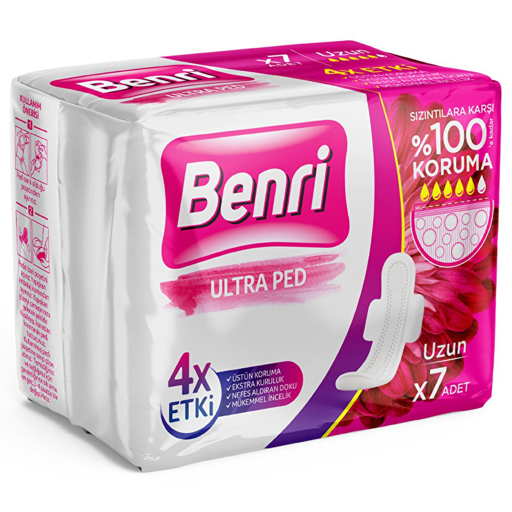 Benri Sanitary Pads for Women - High Absorbency, Comfortable, and Secure Menstrual Protection (7 Count) - Intimate Care