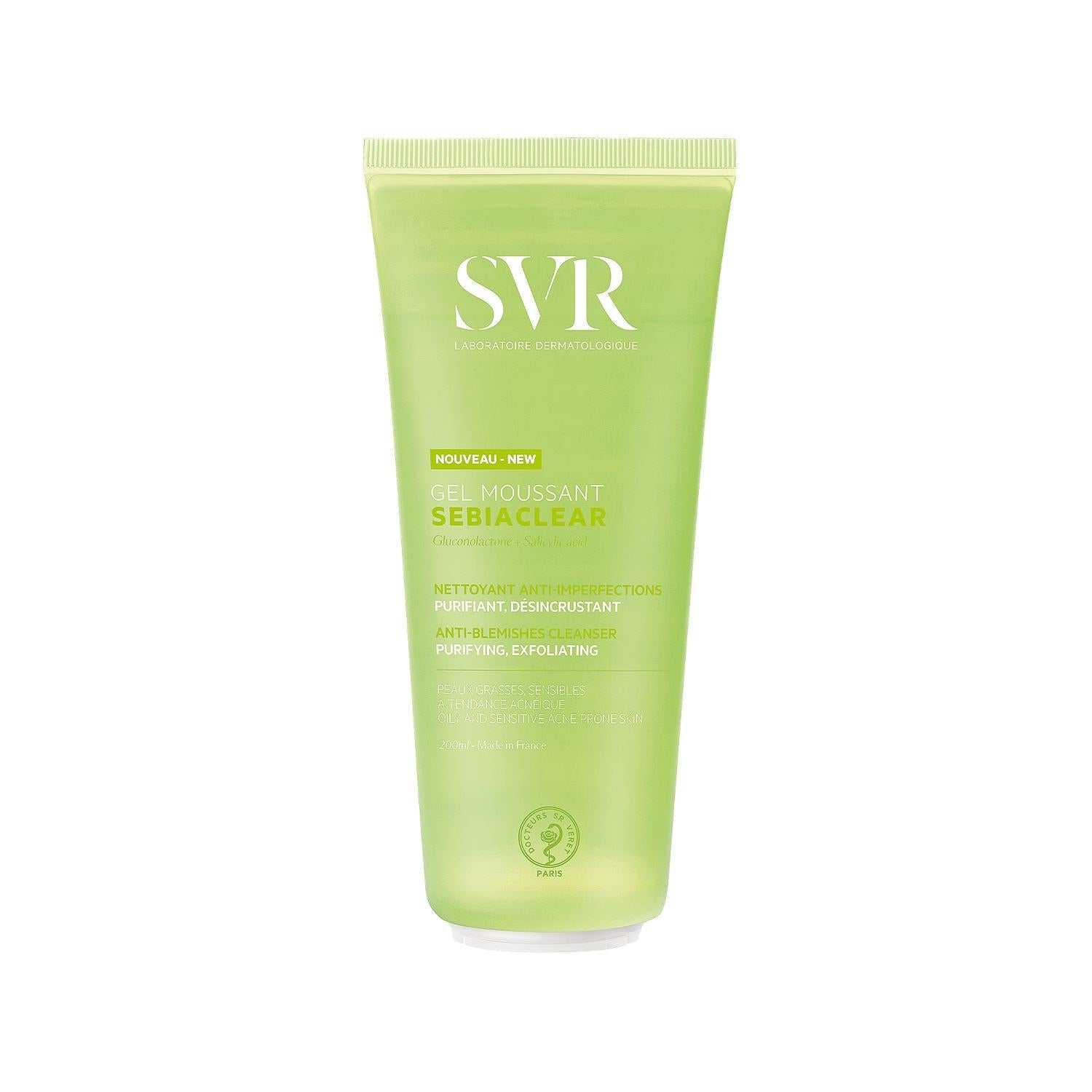 SVR Sebiaclear Gel Moussant Cleansing Gel for Acne-Prone Skin - Gentle, Sebum Control, 200ml SVR Sebiaclear Gel Moussant - Gentle Cleansing for Acne-Prone Skin SVR Sebiaclear Gel Moussant, Cleansing Gel, Acne-prone skin care, Sensitive skin cleanser, Sebum control, Gentle cleansing, Facial care, Dermatologically tested, Non-comedogenic, Skincare essentials, Acne treatment, Sensitive skin solutions, Daily skincare routine, Facial cleansing gel
