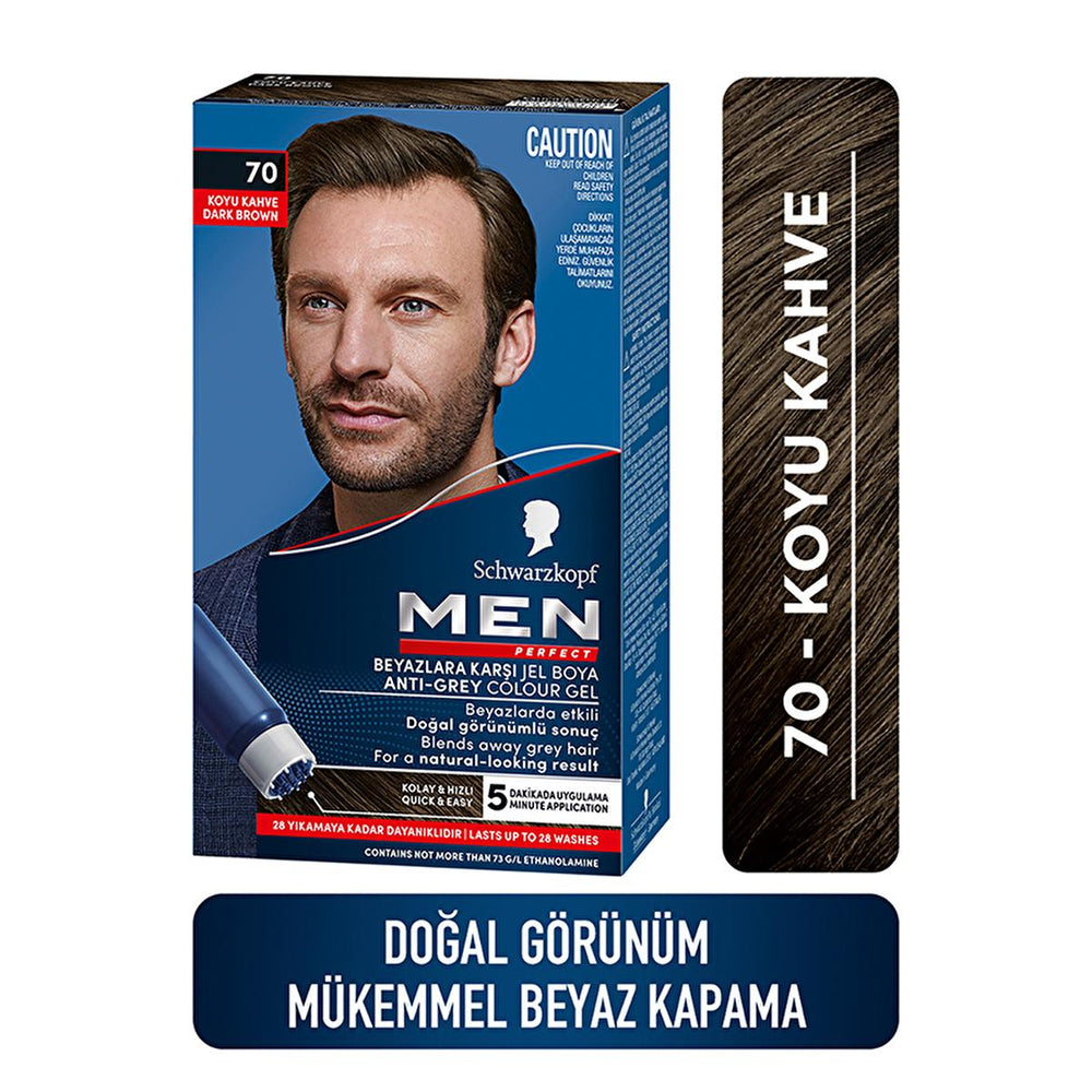 Men Perfect Koyu Kahve Saç Boyası - 70 Dark Brown Men's Hair Dye for Grey Hair Coverage - view 4