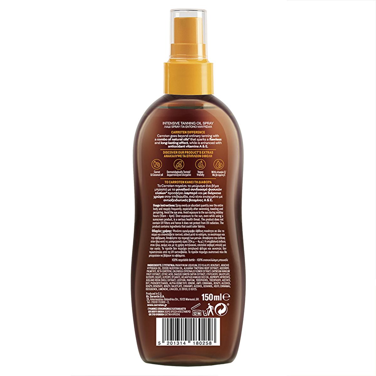 Carroten Intensive Tanning Oil SPF0: Get a Deep, Natural Bronzed Tan with Carrot & Coconut Oil | Moisturizing Sun Tanning Oil for Dark Tan Carroten Tanning Oil: Get a Deep, Natural Tan | Carrot & Coconut tanning oil, carrot oil tanning, coconut oil tanning, intensive tanning, sun tanning oil, bronzing oil, sun tan lotion, natural tanning oil, tanning oil for dark tan, sunbathing oil, tanning, carrot oil, coconut oil, Vitamins A and E, dermatologically tested, moisturizing, spray application, long-lasting ta
