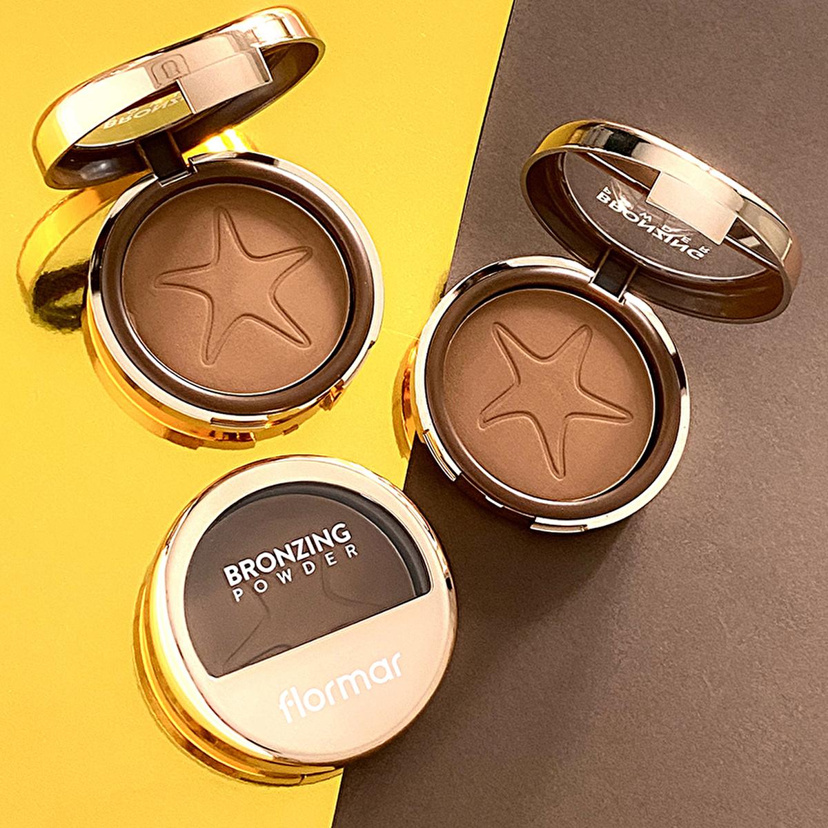 Flormar Compact Bronzer - Silky Texture, Multi-Purpose Makeup for Natural Bronze Glow Flormar Compact Bronzer - Natural Bronze Glow Makeup compact bronzer, silky texture makeup, multi-purpose makeup, contouring product, long-lasting bronzer, Flormar İpeksi Dokulu Kompakt Bronzlaştırıcı, makeup for natural look, bronze glow, contouring makeup, blush, cosmetic compact, portable makeup, sponge applicator