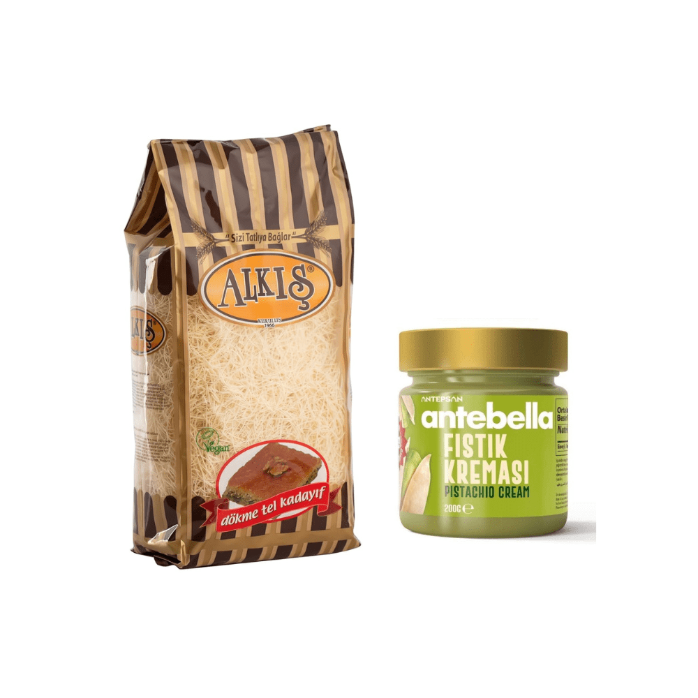 Kataifi - Pistachio Cream Bundle, Perfect Choice for Dubai Chocolate Bar, Kataifi Shredded Fillo Dough, Kadayif,Kataifi Pastry 500 gr/1.1 lb - Dubai Chocolate - Dubai Knafeh