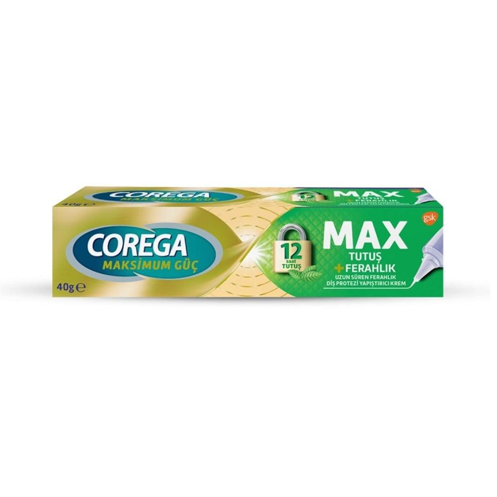 corega max denture adhesive cream 40g, corega denture cream packaging Corega Max Tutuş + Ferahlık Denture Adhesive Cream | 40 g Corega Max Denture Adhesive Cream - 40g corega, denture-adhesive, dentures, oral-care, mint-flavor, strong-hold, dental-care, denture-users, ai-generated, protez-diş-yapıştırıcıları