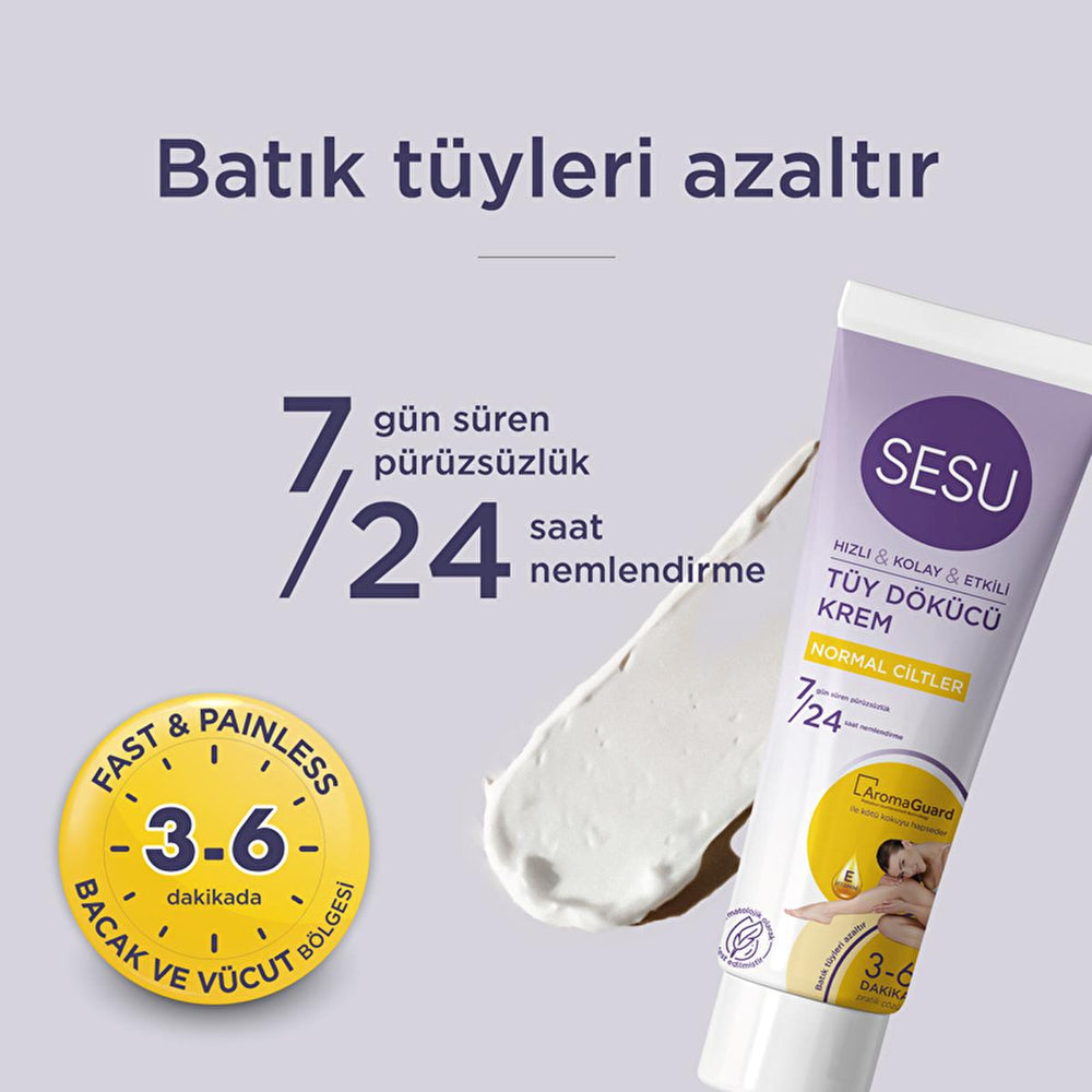 Sesu Hair Removal Cream for Normal Skin - 3.38 fl oz, Dermatologically Tested, Vitamin E & Bisabolol - Vitamin & Supplement