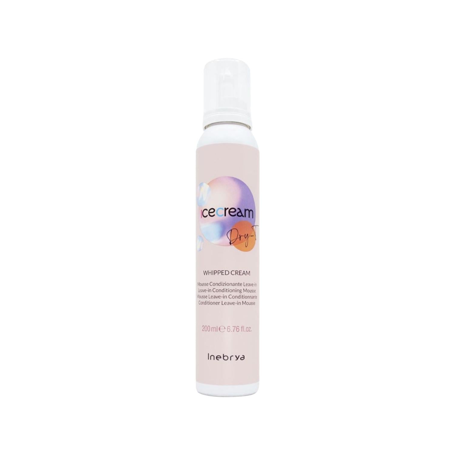 Inebrya Ice Cream Dry-T Whipped Cream Leave-In Hair Foam - Nourishing, 6.76 fl oz Inebrya Leave-In Hair Foam - Nourishing & Styling Leave-in hair care, Hair nourishment product, Whipped cream hair product, Non-rinse hair foam, Hair styling and care, Hair care products, Nourishing hair products, Styling hair products, Leave-in hair foam, Inebrya, Hair care, Beauty products, Cosmetics