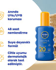 Nivea Sun SPF20 High Sun Protection & Moisturizing Body Spray: UVA/UVB Defense, 48-Hour Hydration - Water Resistant, Non-Greasy Formula Nivea SPF20 Sunscreen Spray: UVA/UVB Protection & Moisturizing Sunscreen spray, SPF20 sunscreen, UVA UVB protection, Moisturizing sunscreen, Water resistant sunscreen, Nivea sunscreen, High sun protection, Body sunscreen, Sun protection spray, Non-greasy sunscreen, Sunscreen, SPF 20, UVA protection, UVB protection, Moisturizing, Hydrating, Water resistant, Non-greasy, Body