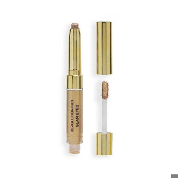 Revolution Pro Glam Eyeshadow Duo - Bejewel: Creamy Pencil & High Pigment Glitter Gel for Glamorous, Vegan, Cruelty-Free Eye Makeup Revolution Pro Eyeshadow Duo: Glitter, Vegan & Cruelty-Free eyeshadow duo, glitter eyeshadow, creamy eyeshadow pencil, vegan eyeshadow, cruelty-free eyeshadow, glam eye makeup, high pigment eyeshadow, easy blend eyeshadow, eyeshadow, makeup, eye makeup, glitter, glam, vegan, cruelty-free, eye pencil, beauty, cosmetics, high pigment, blendable, easy application, daytime makeup,