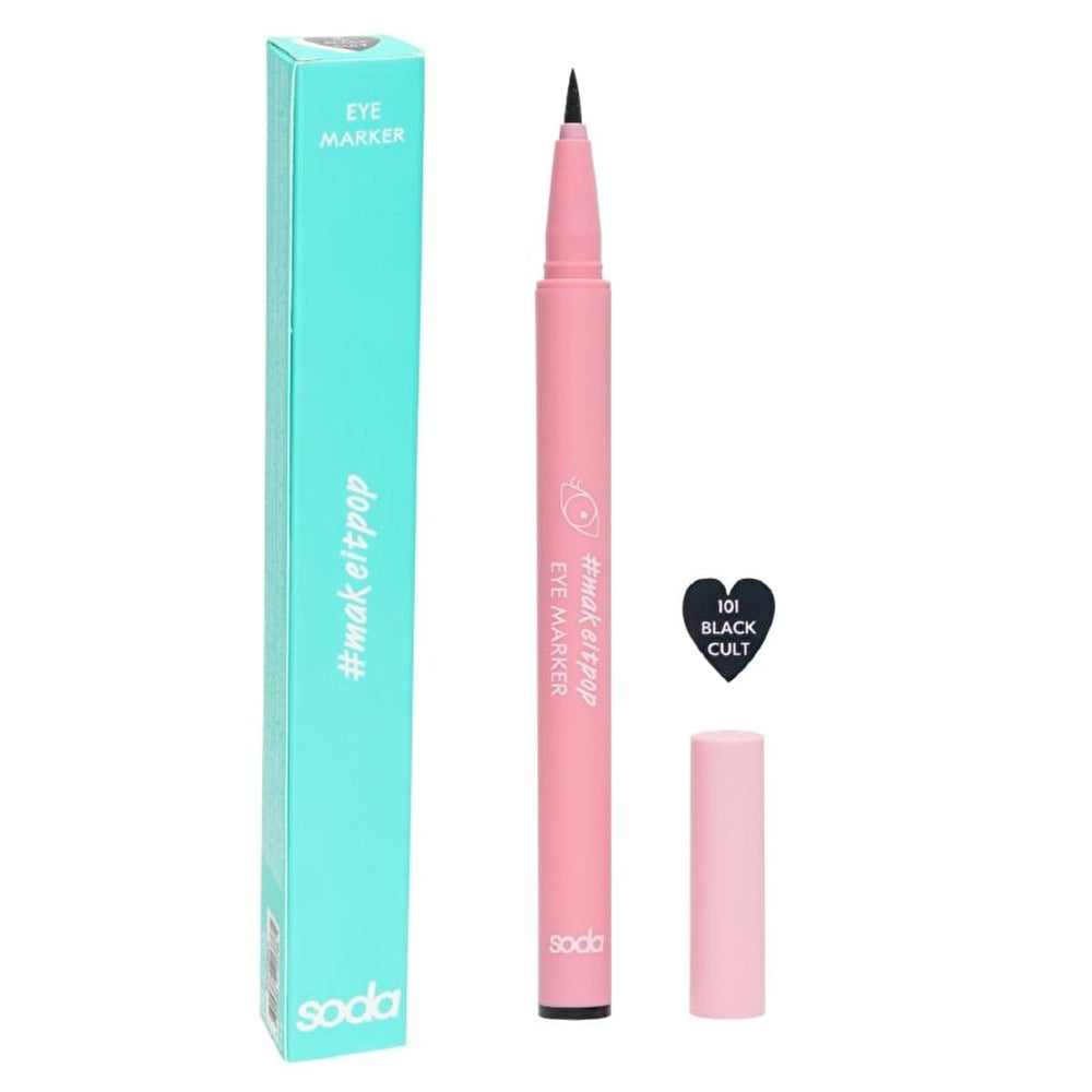 Soda Eye Marker Eyeliner 101 Black Cult - Precise Liquid Eyeliner for Long Lasting Makeup - view 2