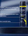 Nivea Men Deep Extreme Deodorant Spray for Men - Long Lasting Anti-Perspirant Protection, 72 Hour Sweat Control, Active Carbon Formula Nivea Men Deep Extreme Deodorant Spray - 72 Hour Protection Nivea Men Deodorant, Deodorant Spray for Men, Long-lasting Anti-perspirant, Active Carbon Deodorant, Dermatologically Tested Deodorant, Men's Grooming, Personal Care, Anti-Perspirant Deodorant, Sweat Control, Odor Protection, Active Lifestyle, Sports Deodorant
