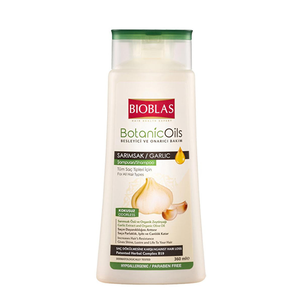 Bioblas Botanic Oils Garlic Shampoo - Nourishing, Paraben-Free, Organic Hair Care for Hair Loss - 12.18 fl oz - Shampoo