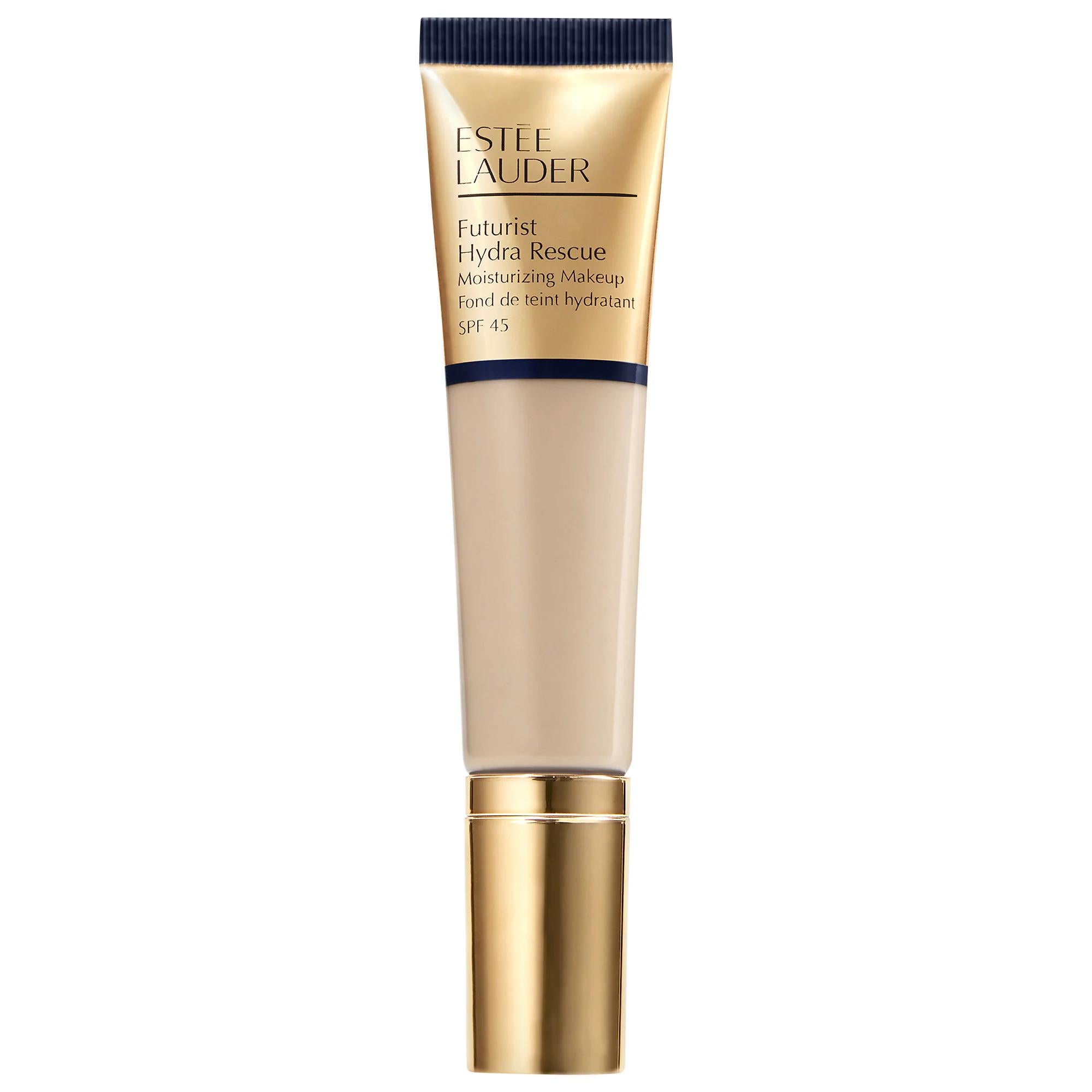 Estee Lauder Futurist Hydra Rescue SPF 45 Moisturizing Foundation: Radiant Coverage, Hydrates, Soothes & Protects Skin Estee Lauder Hydra Rescue: SPF 45 Moisturizing Radiant Foundation moisturizing foundation, SPF 45 foundation, radiant finish foundation, Estee Lauder foundation, hydrating foundation, foundation with chia seed extract, foundation with probiotic technology, foundation with vitamin E, medium coverage foundation, best foundation for dry skin, foundation, makeup, face makeup, skincare, sun prot