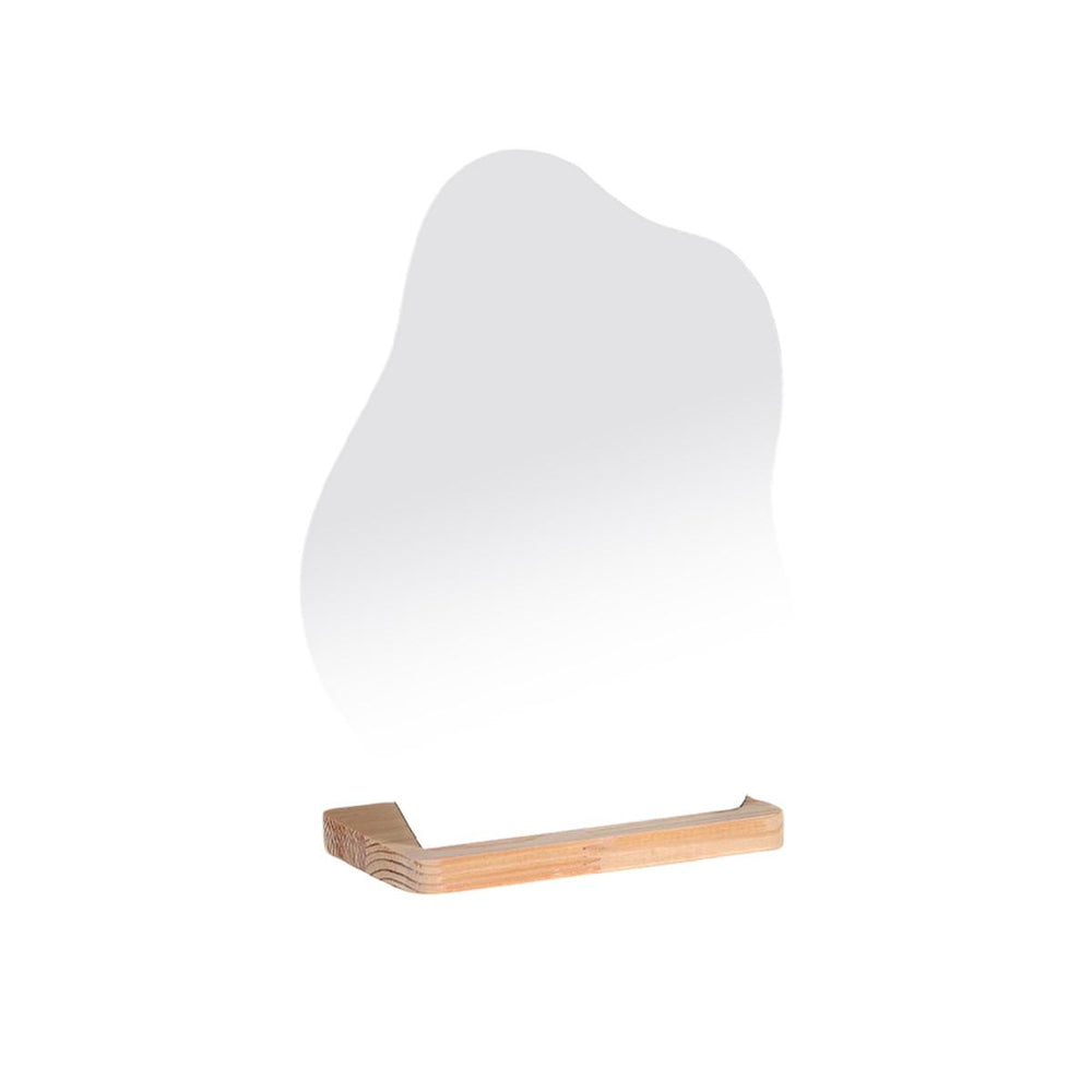 Evcazım Asymmetric Wooden Makeup Mirror - Unique Handmade Decorative Mirror for Home, 13.78 x 11.02 inches - view 3
