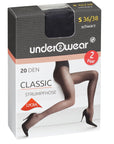 Underwear 20 Denier Lycra Sheer Tights in Black - Size 36-38