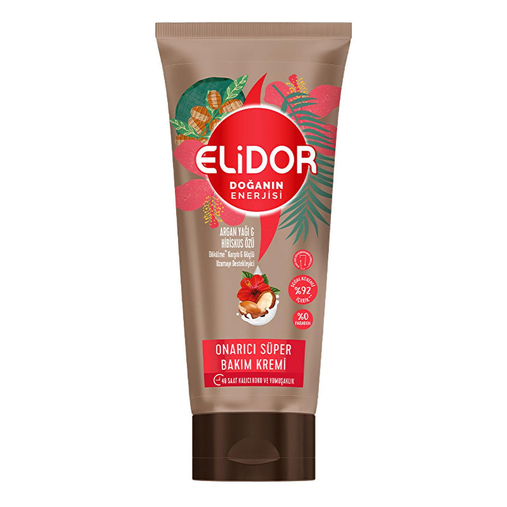 Elidor Argan Oil & Hibiscus Hair Care Cream - Nourishing, Moisturizing, and Strengthening for Damaged Hair, 5.75 - Hair Mask