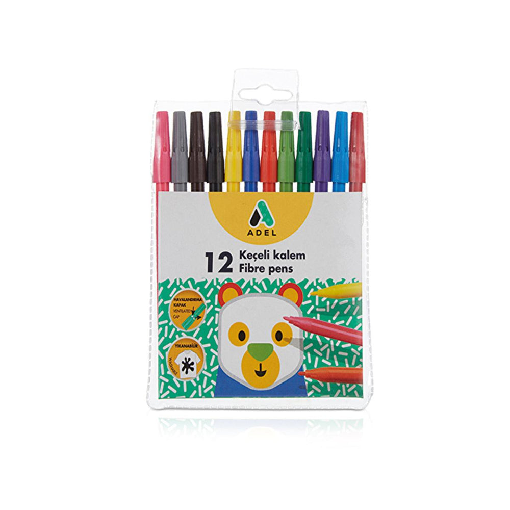 Adel Fabric Marker 12 Colors - Washable Textile Art Supplies for Crafting, DIY & Kids' Art Projects