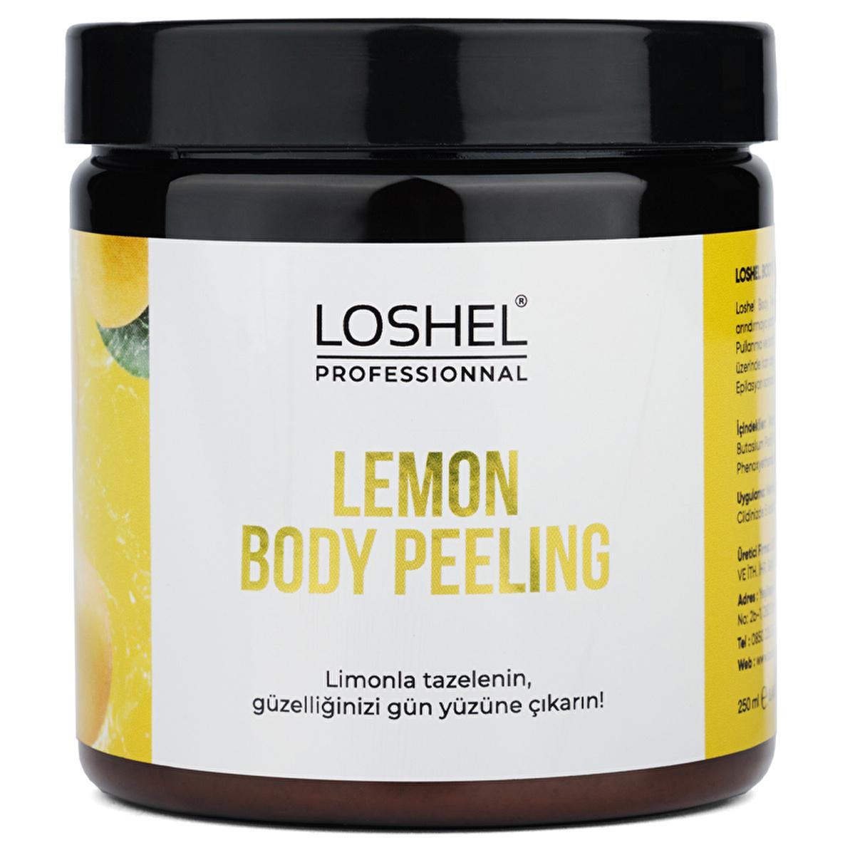 Loshel Body Peeling Limon 250 ml - Exfoliating Body Scrub with Shea Butter & Coconut Oil Loshel Body Peeling Limon - Exfoliating Body Scrub body scrub, body peeling, exfoliating skincare, moisturizing body care, post-epilation skincare, cellulite prevention, shea butter, coconut oil, sucroz, stearic acid, skincare, beauty, cosmetics, dry skin care, ingrown hair prevention