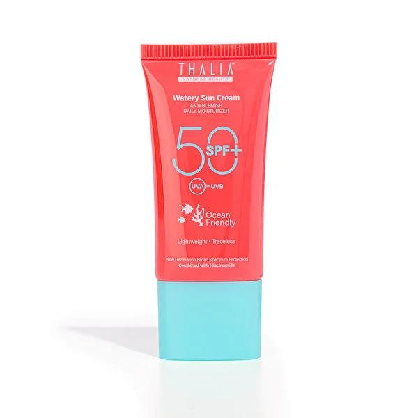 Thalia 50 SPF Water-Based Sunscreen with New Generation Hybrid Filter - Reef Safe, Non-Greasy, Moisturizing Thalia 50 SPF Reef Safe Sunscreen - Water-Based & Moisturizing sunscreen, 50 SPF, water-based sunscreen, reef safe sunscreen, non-greasy sunscreen, environmentally friendly sunscreen, moisturizing sunscreen, Niacinamide, gentle sun protection, eco-friendly personal care, outdoor enthusiasts, sensitive skin products
