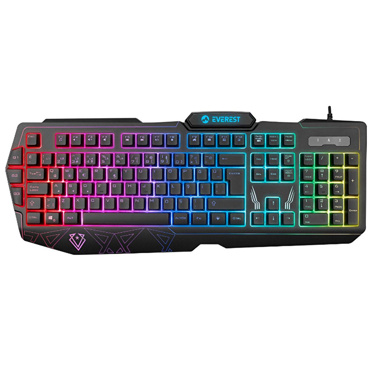Everest Gaming Keyboard and Mouse Combo - USB 3, RGB Lighting, 3 Macro Keys, Adjustable DPI Everest Gaming Keyboard & Mouse Combo - USB 3, RGB, 3 Macro Keys Gaming Keyboard, Gaming Mouse, RGB Keyboard, Programmable Macro Keys, Adjustable DPI Mouse, USB 3 Gaming Peripherals, Customizable Gaming Keyboard, High-Performance Gaming Mouse, Turkish-Q Layout, Gamer Essentials, PC Gaming Accessories