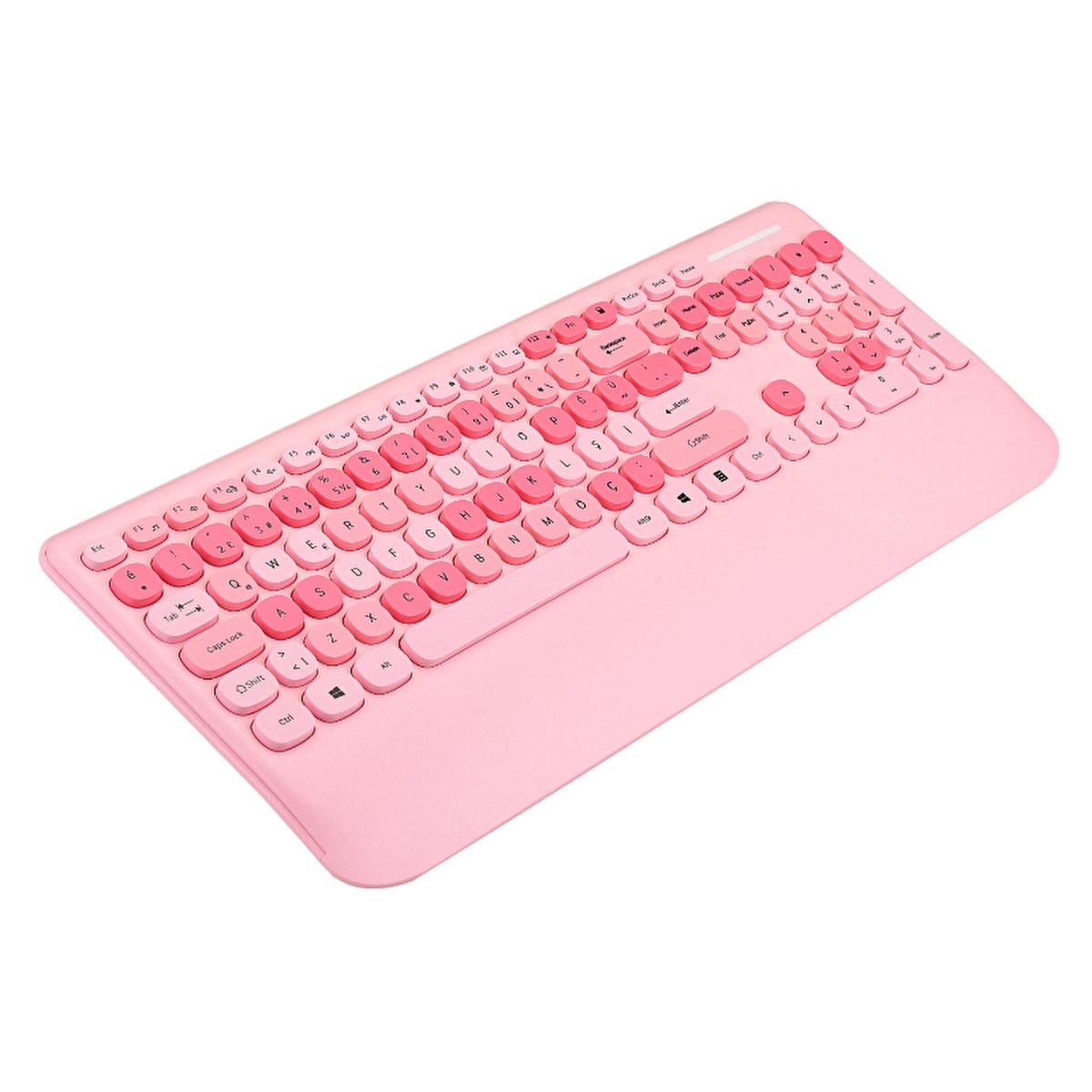 Everest Wireless Keyboard and Mouse Set - 2.4Ghz Wireless Combo, TR Layout Keyboard, 1600 DPI Mouse, Ergonomic Wrist Rest - Everest Renkli Tuşlu Pembe Kablosuz Q Multimedia Klavye + Mouse Set Everest Wireless Keyboard & Mouse Set - 2.4Ghz, TR Layout, 1600 DPI Wireless Keyboard and Mouse, 2.4Ghz Wireless Combo, TR Layout Keyboard, 1600 DPI Mouse, Keyboard with Wrist Rest, Ergonomic Keyboard, Wireless Keyboard, Computer Accessories, Productivity Tools, Clutter-Free Workspace, Home Office Essentials, Gaming Pe