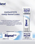 Signal White Now Sensitive Toothpaste for Sensitive Teeth - Instant Whitening & Sensitivity Relief - 2.54 fl oz Signal White Now Sensitive Toothpaste - Instant Whitening & Relief sensitive toothpaste, whitening toothpaste, Signal White Now Sensitive, tooth sensitivity relief, instant whitening toothpaste, oral care, cosmetic oral care, therapeutic oral care, ActivRelief technology, Mavi-safir pigment technology, non-abrasive toothpaste