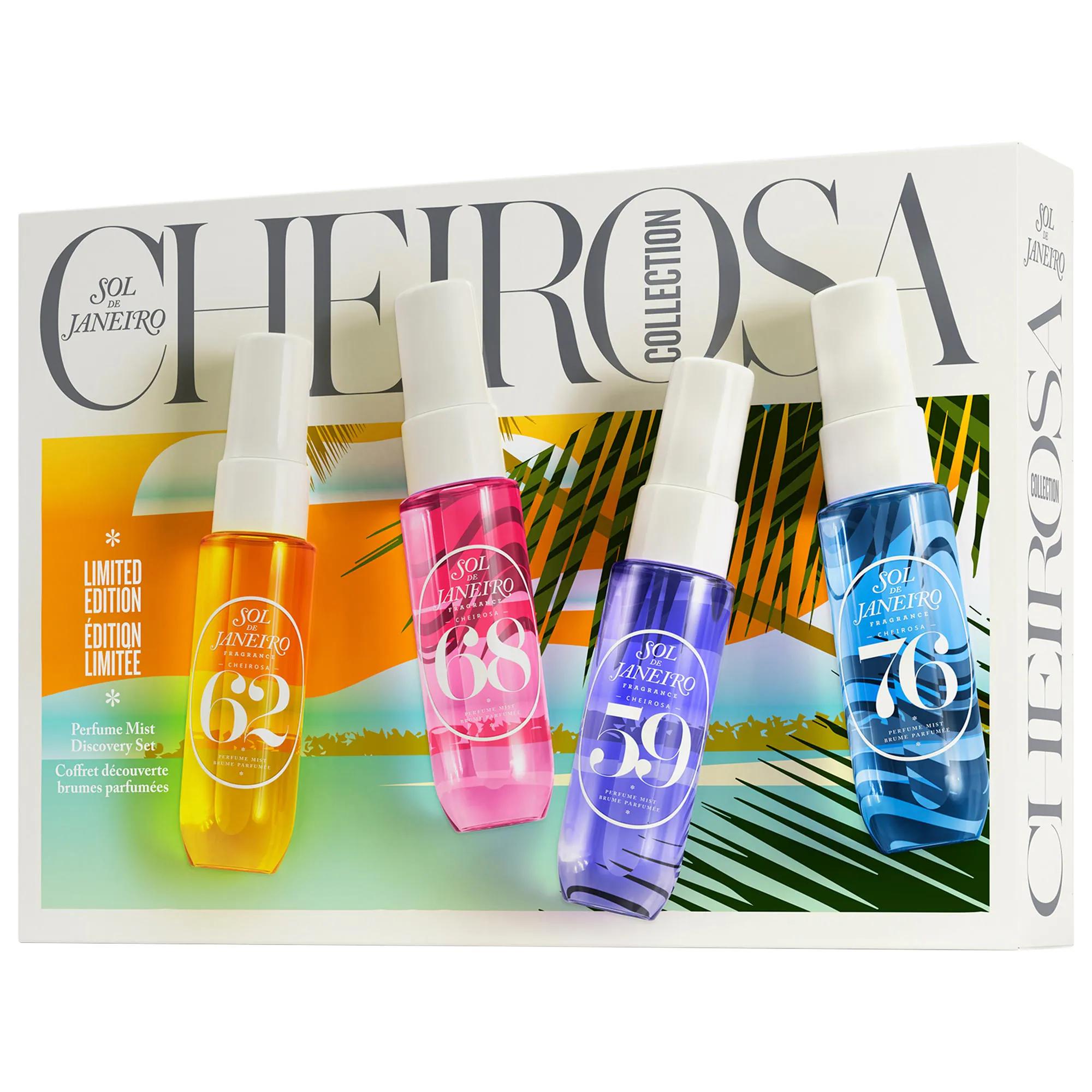 Sol de Janeiro Perfume Mist Discovery Set: Experience Cheirosa 62, 68, 59, & 76 - Brazilian Fragrance, Travel Size, Perfect for Layering Sol de Janeiro Perfume Mist Set: Brazilian Fragrance Discovery Perfume mist set, Body mist set, Fragrance discovery set, Cheirosa 62, Cheirosa 68, Cheirosa 59, Cheirosa 76, Hair and body mist, Travel size perfume, Brazilian fragrance, Fragrance layering, Perfume sampler, Travel perfume set, Gift for her, Brazilian beauty, Sunny fragrance, Floral fragrance, Creamy fragrance