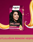 Palette Deluxe: Intense Black Hair Dye 1-0 - Long Lasting Color, Deep Conditioning with Micro Oils, At-Home Permanent Hair Coloring Palette Deluxe Black Hair Dye: Long Lasting Color & Shine black hair dye, permanent black hair color, long lasting black hair dye, hair dye with micro oils, Palette Deluxe black, 1-0 black hair dye, hair coloring, at-home hair color, black hair, permanent hair color, hair color, hair dye, micro oils, deep conditioning, long-lasting color, vibrant color, intense black, at home h