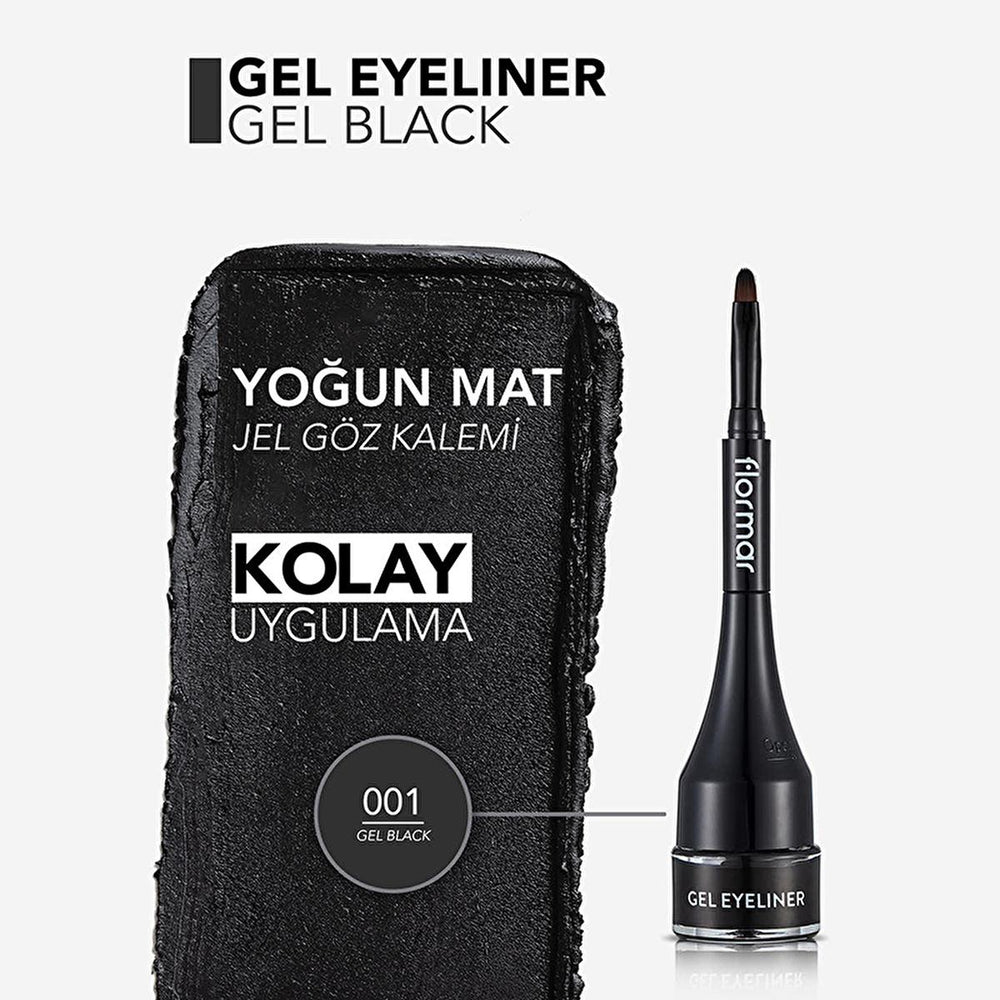 Flormar Gel Eyeliner GE01 Gel Black - Long Lasting, High Pigment, Matte Finish with Coconut Oil - view 3