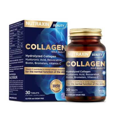 Nutraxin Collagen Beauty Dietary Supplement - Hydrolyzed Collagen, Resveratrol, Hyaluronic Acid - 30 Tablets Collagen Beauty Supplement - Nutraxin Hydrolyzed Collagen Collagen Supplement, Beauty Dietary Supplement, Hydrolyzed Collagen, Resveratrol Supplement, Hyaluronic Acid Beauty Product, Vegetarian Dietary Supplement, Skin Health, Anti-aging, Dietary Supplements, Wellness, Natural Ingredients, Gluten-free, Sugar-free, Lactose-free, Preservative-free