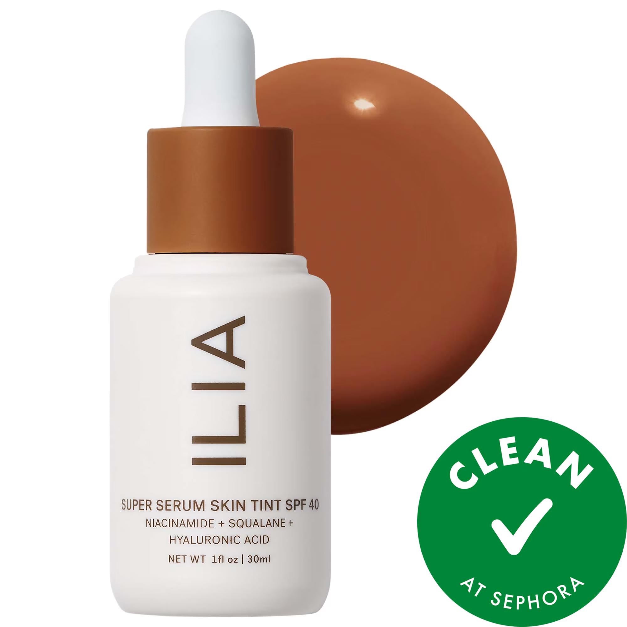 Ilia Super Serum Skin Tint SPF 40: Dewy Coverage, Vegan Skincare Foundation with Hyaluronic Acid & Niacinamide - Mineral SPF Protection Ilia Skin Tint SPF 40: Dewy, Light Coverage & Vegan Skincare skin tint SPF 40, tinted serum foundation, light coverage foundation, dewy finish foundation, vegan skincare makeup, cruelty-free foundation, hyaluronic acid skin tint, niacinamide foundation, plant-based squalane makeup, mineral SPF foundation, skincare foundation, tinted moisturizer, natural makeup, vegan founda