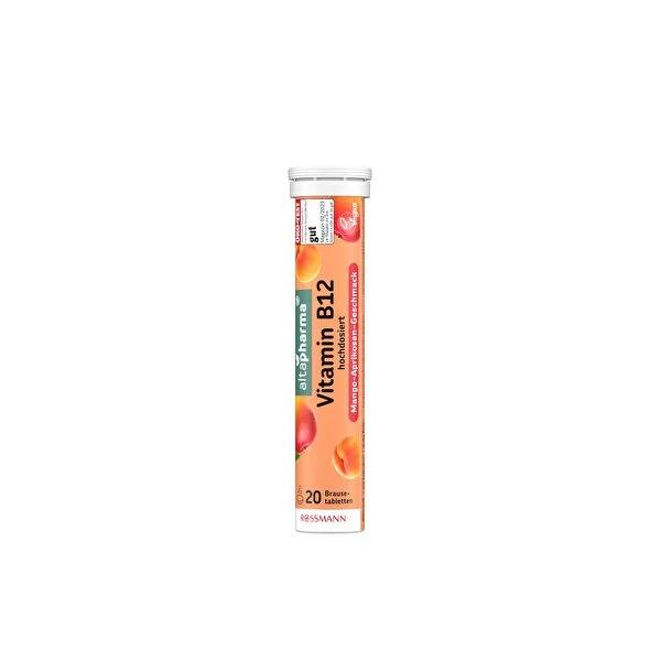 Altapharma Vitamin B12 Supplement Effervescent Tablets - Mango-Apricot Flavored, Vegan, Lactose & Gluten-Free, Energy Boost - 20 Tablets Altapharma Vitamin B12 Effervescent Tablets - Vegan, Lactose & Gluten-Free Vitamin B12 supplement, Effervescent tablets, Vegan dietary supplement, Lactose-free supplement, Gluten-free supplement, Energy metabolism support, Fatigue reduction supplement, Mango-Apricot flavored, Dietary supplement, Wellness, Health, Vegan lifestyle, Energy boost