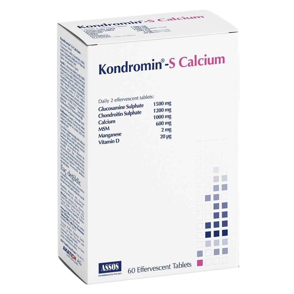 Kondromin-S Calcium Joint Health Supplement - 60 Effervescent Tablets with Glucosamine, Chondroitin, Calcium, and Vitamin D3 Kondromin-S Calcium Joint Health Supplement - 60 Effervescent Tablets joint health supplement, glucosamine chondroitin, calcium vitamin D3, effervescent tablets, bone health support, dietary supplement, joint pain relief, osteoarthritis support, cartilage health, bone density support