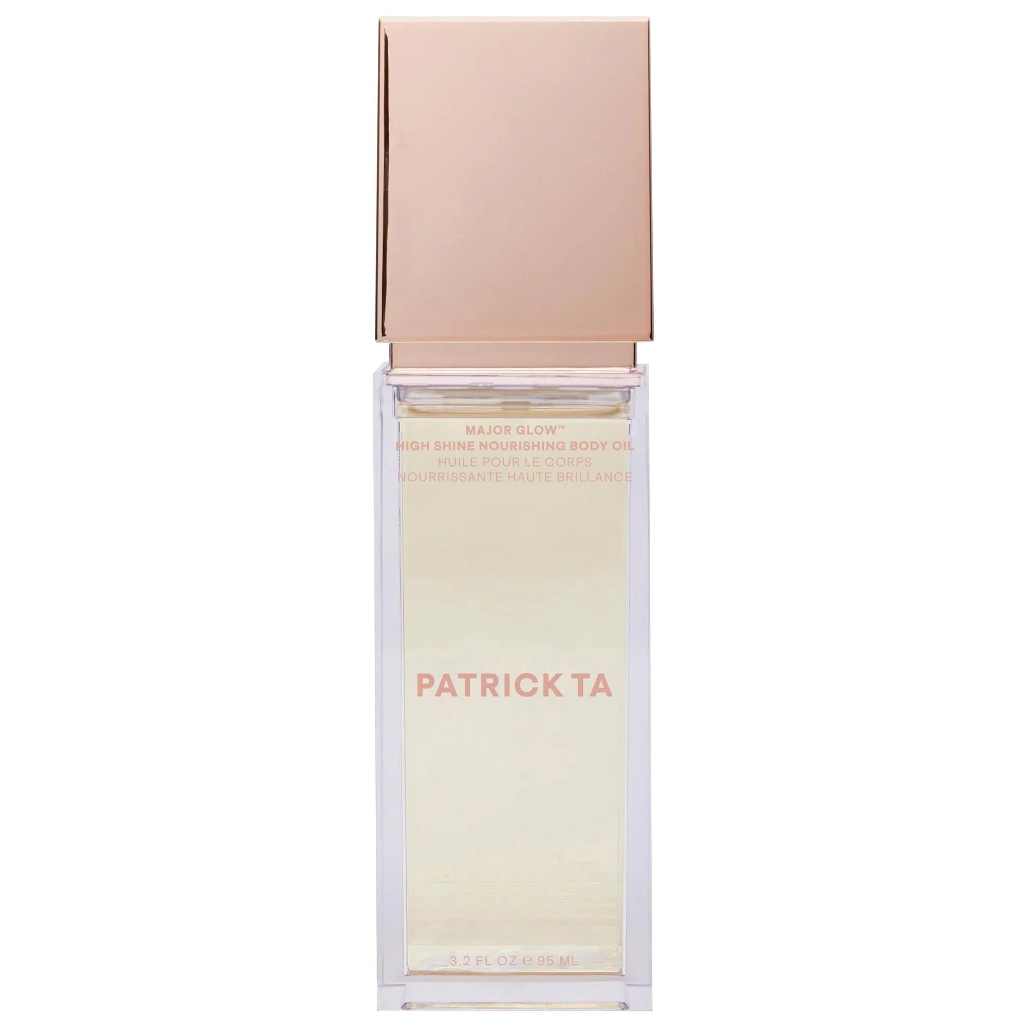 Patrick Ta Major Glow: High Shine Nourishing Body Oil for Radiant, Glowing Skin | Vegan & Cruelty-Free Moisturizing Body Oil Patrick Ta Body Oil: Glowing Skin, Vegan & Cruelty-Free body oil, moisturizing body oil, glowing skin, vegan body oil, cruelty-free body oil, shimmer-free body oil, nourishing body oil, body oil for dry skin, radiant skin body oil, fragrant body oil, dry skin, hydration, vegan, cruelty-free, shimmer-free, bergamot, jasmine, warm sugar, bath & body, body moisturizer, body lotion, nouri