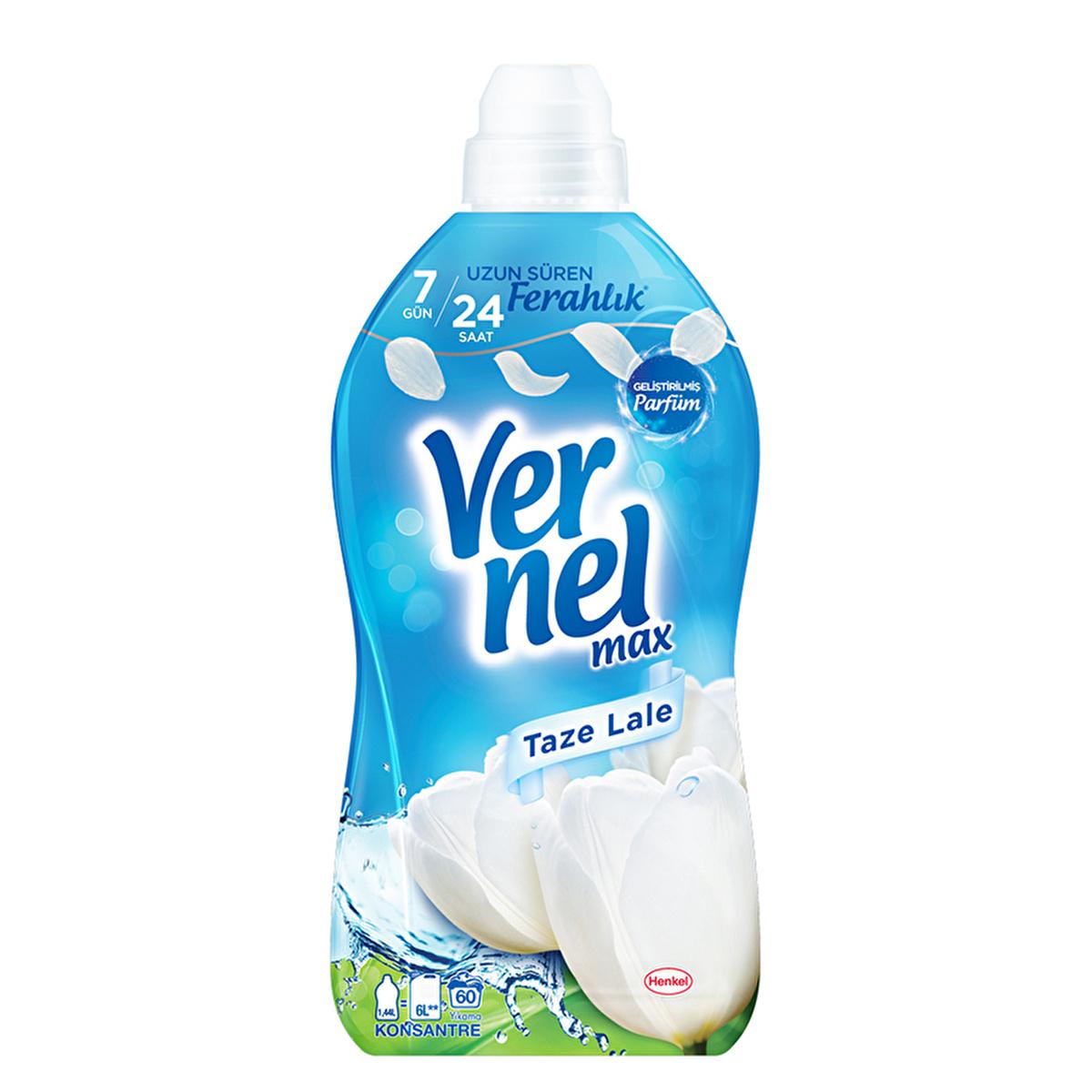 Vernel Max Taze Lale Concentrated Laundry Softener - 1440ml, Long-Lasting Freshness & Softening for Clothes Vernel Max Taze Lale Laundry Softener - Soft & Fresh for 7 Days laundry softener, concentrated laundry softener, long-lasting freshness laundry, Vernel Max Taze Lale, softener for clothes, laundry care, fabric softener, freshness that lasts, soft clothes, laundry products, household essentials