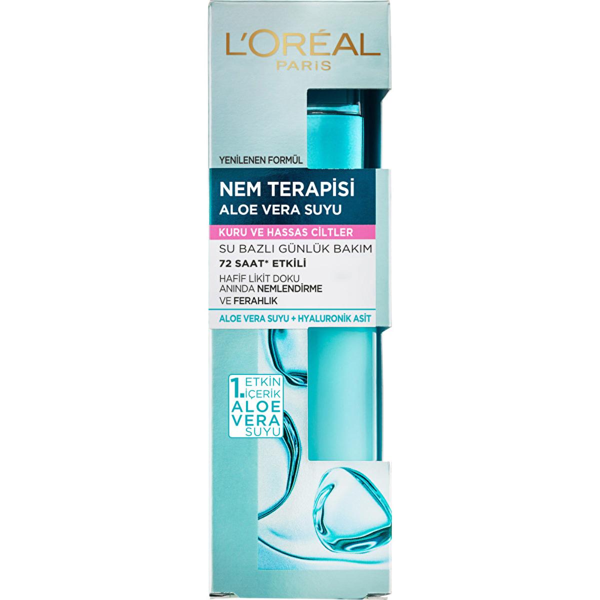 L'Oreal Paris Nem Terapisi Aloe Vera Face Moisturizer for Dry & Sensitive Skin - 2.37 fl oz L'Oreal Paris Aloe Vera Moisturizer for Dry Skin Loreal Paris Nem Terapisi, Aloe Vera Face Moisturizer, Dry Skin Hydration, Sensitive Skin Care, Long-lasting Moisturization, Face Moisturizer, Skincare, Hydrating Products, Aloe Vera Benefits, Cosmetic Products, Beauty Essentials