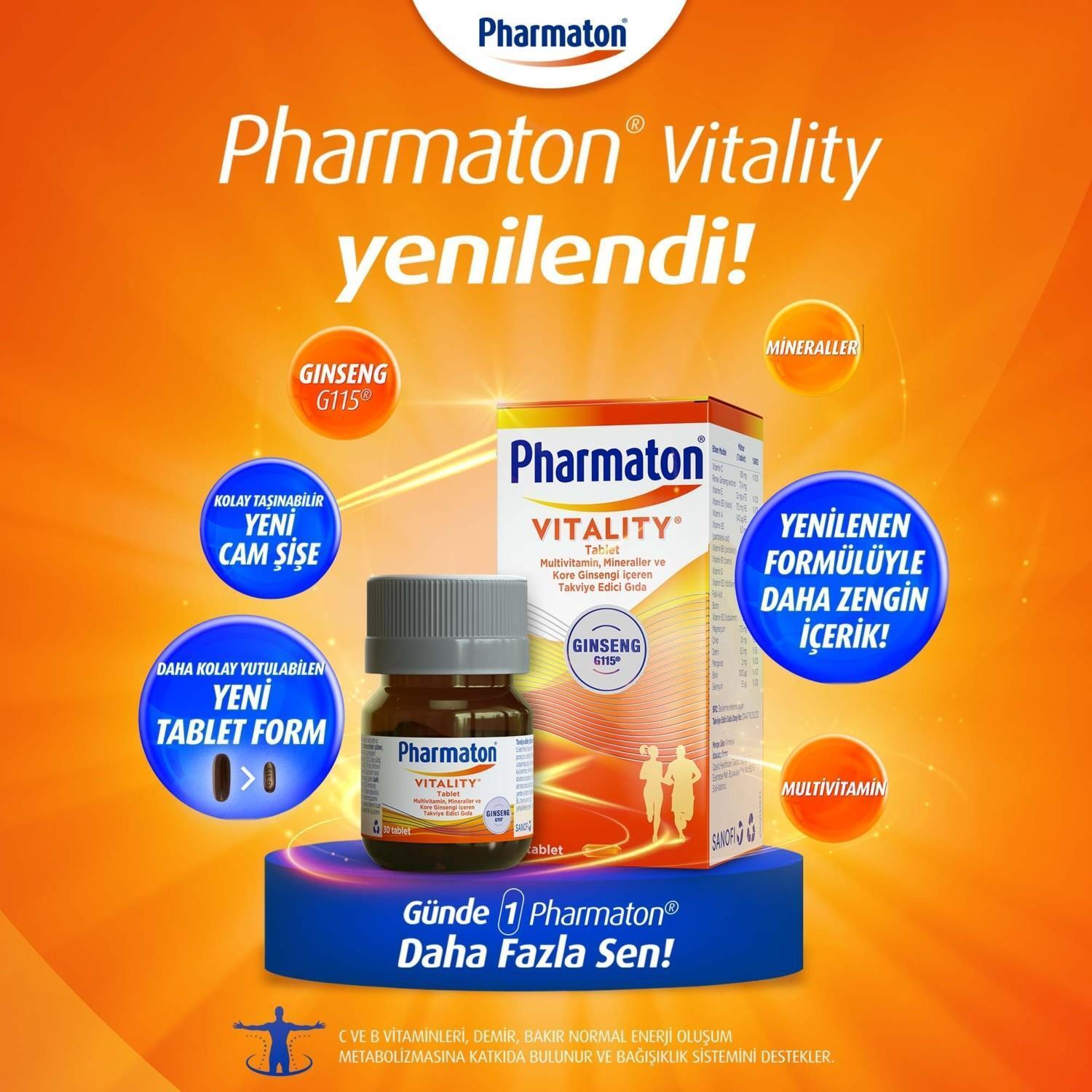 Pharmaton Vitality Multivitamin Dietary Supplement for Energy Boost & Immune System Support - 60 Tablets Pharmaton Vitality Multivitamin for Energy & Immunity Dietary Supplement, Multivitamin, Energy Boost, Immune System Support, Ginseng Supplement, Vitamin Supplement, Mineral Supplement, Adult Health, Fatigue Relief, Energy Enhancement