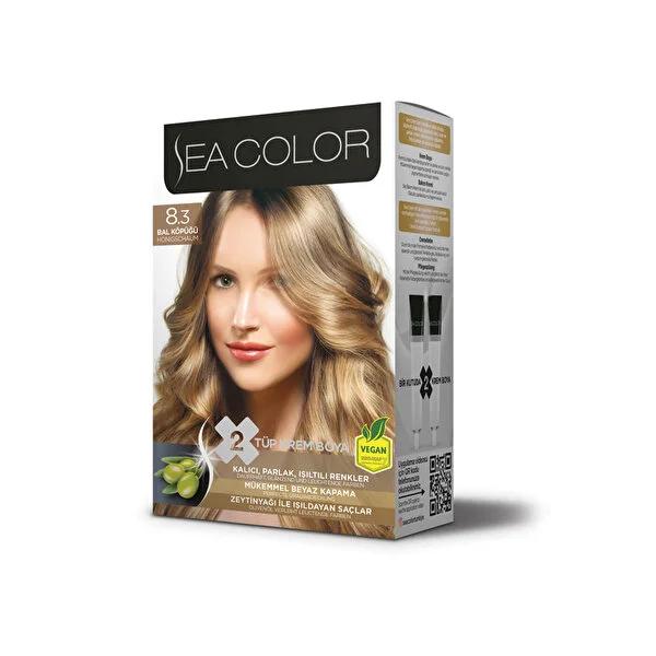 Sea Color 8.3 Honey Blonde Hair Dye Kit: Permanent, Vibrant Color & 100% Gray Coverage - Achieve Shiny, Bal Köpüğü Hair at Home! Sea Color Honey Blonde Hair Dye: Vibrant Color & Gray Coverage hair dye, hair color, permanent hair dye, gray coverage hair color, Sea Color hair dye, vibrant hair color, shiny hair color, bal köpüğü hair dye, honey blonde hair dye, hair coloring kit, hair coloring, hair dye kit, permanent color, gray coverage, hair color for women, hair color for men, at-home hair color, easy hai