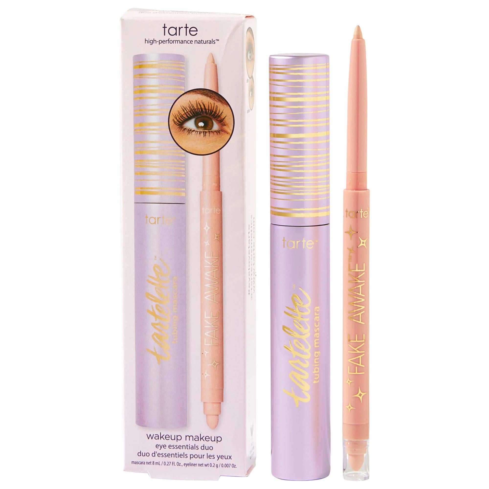 WakeUp Makeup Essentials Duo Set by Tarte - Vegan, Cruelty-Free Eye Enhancement Makeup Kit for Smudgeproof, 24-Hour Wear Tarte WakeUp Makeup Essentials Duo Set - Smudgeproof, Vegan Eye Makeup makeup essentials, vegan cosmetics, cruelty-free beauty products, eye enhancement makeup, chemical-free makeup, tarte makeup, duo set, smudgeproof mascara, instant brightening eye highlight, vegan beauty, cruelty-free cosmetics, makeup kits, beauty gifts, morning routine, busy mornings, travel makeup, makeup for sensit