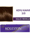 Wella Koleston Single Tüp Boya 3/0 Koyu Kahve - Dark Brown Hair Dye for Gray Coverage - Hair Dye